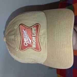 Vtg Miller High Life Beer Embroidered Logo Men's Strapback Hat Cap OS